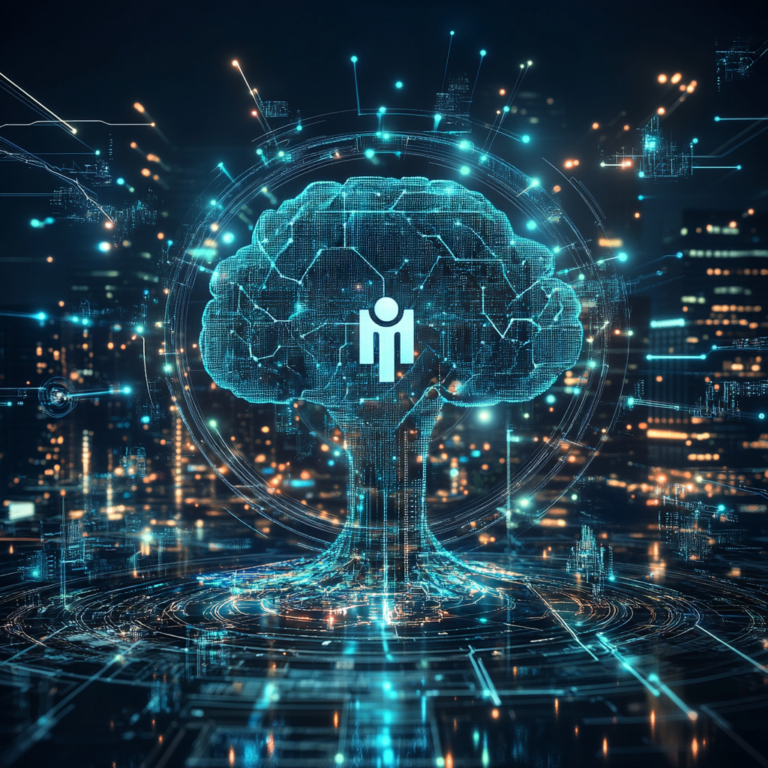 Een dynamische en futuristische beursvloer met grafieken die een dramatische stijging in aandelenkoersen tonen. In het midden staat het logo van Palantir Technologies, omringd door symbolen van AI en technologie. De sfeer is hectisch en energiek, met beleggers die zowel opwinding als bezorgdheid tonen. De kleuren zijn levendig en contrasterend, met een focus op blauw en groen om de technologische vooruitgang en financiële groei uit te beelden. Geen tekst of woorden in de afbeelding.