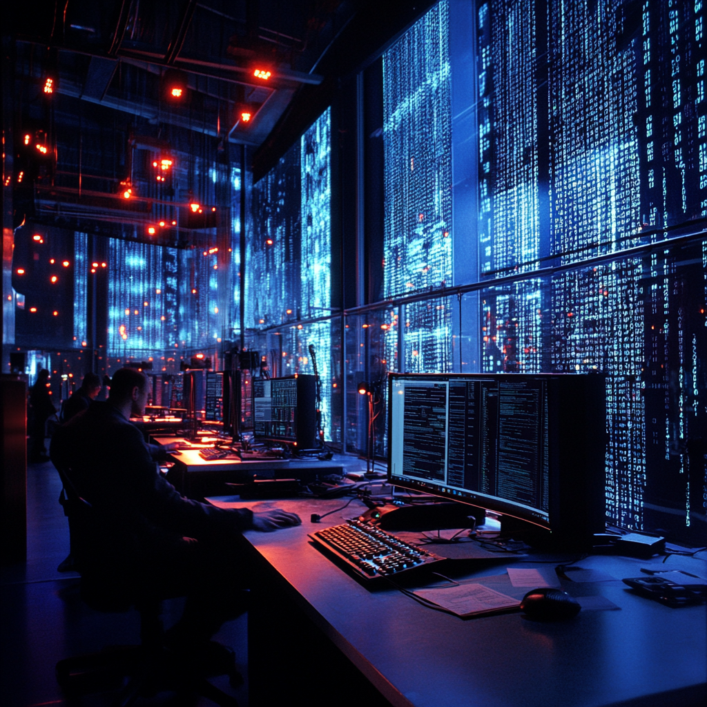 Een futuristische zakelijke scène waarin vertegenwoordigers van SoftwareOne en Crayon elkaar de hand schudden in een glazen conferentieruimte, omringd door digitale projecties van wereldwijde connectiviteit en cloudoplossingen. De omgeving is modern en technologisch geavanceerd, met blauwe en grijze tinten die een gevoel van professionaliteit en innovatie uitstralen. Geen tekst of woorden in de afbeelding.