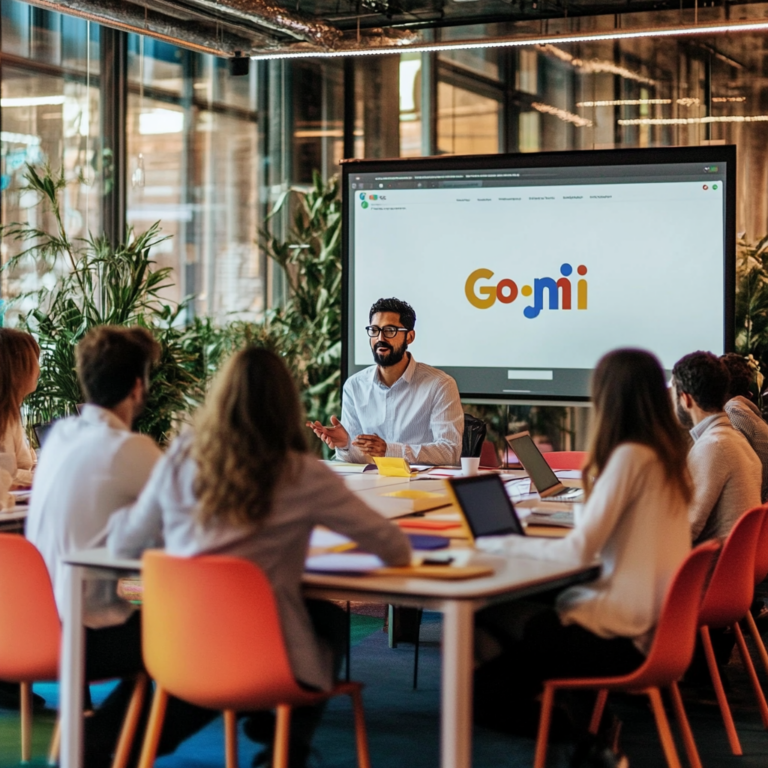 Een intense rechtbankscène waarin Google en DOJ tegenover elkaar staan. De rechterstoel is prominent aanwezig, met technologie-symbolen zoals een Chrome-logo en juridische boeken. De sfeer is gespannen, met felle kleuren die de urgentie en impact van de antitrustzaak benadrukken. De rechter kijkt streng, en advocaten van beide partijen zijn verdiept in discussie, omringd door juridische papieren. Geen tekst of woorden in de afbeelding.