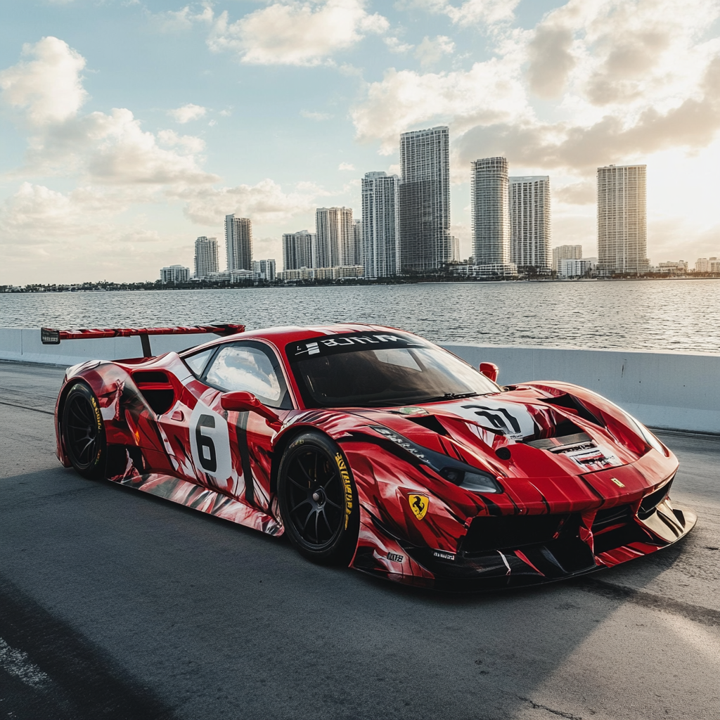 Ferrari en HP onthullen revolutionaire racewagen-wrap in Miami

